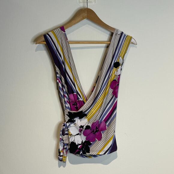 Purple Striped Floral Top - Picture 4 of 5
